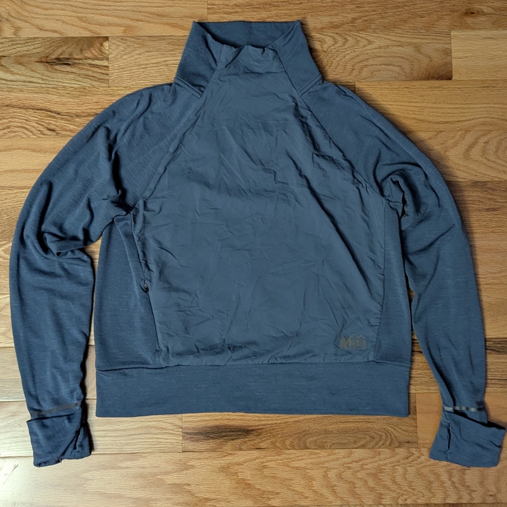 REI Womens Medium Swiftland Insulated Mid Layer Running Top Blue